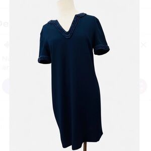 Trina Turk Navy Blue Dress With Fringe Detail
